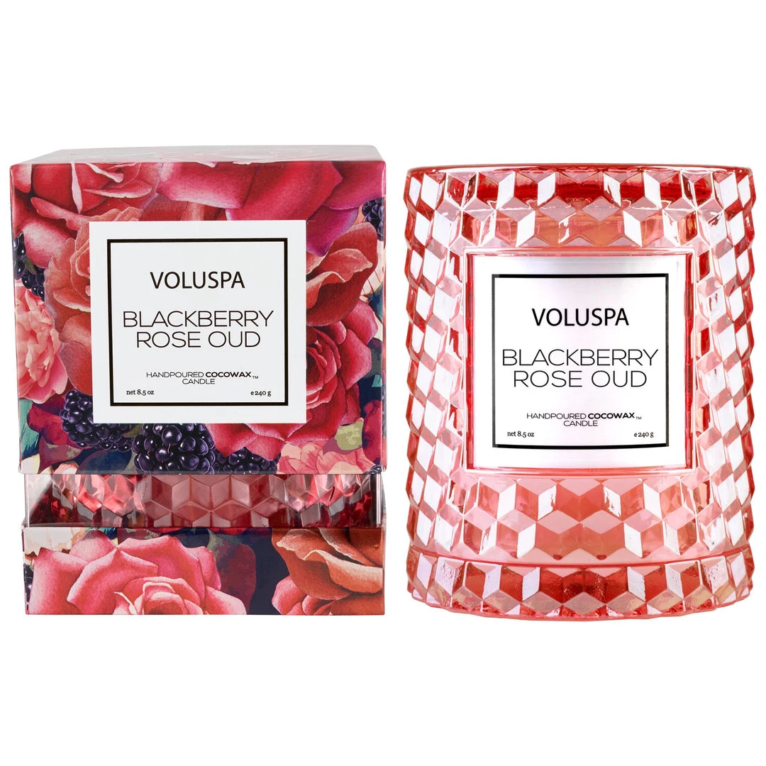 Voluspa Blackberry Rose Oud - Cloche Candle 2 Voluspa Blackberry Rose Oud - Cloche Candle