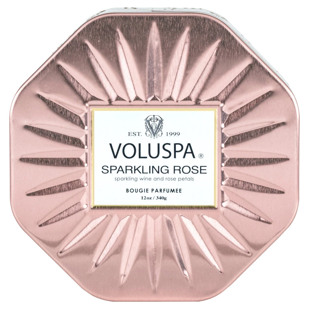 Voluspa Sparkling Rose - 3 Wick Octagon Tin Candle 1 Voluspa Sparkling Rose - 3 Wick Octagon Tin Candle