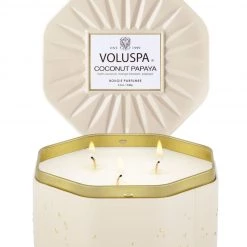 Voluspa Fragrances Coconut Papaya - 3 Wick Octagon Tin Candle