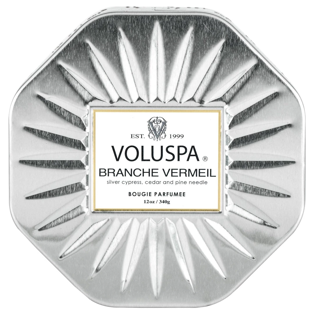 Voluspa Branche Vermeil - 3 Wick Octagon Tin Candle Fragrances 1 Voluspa Branche Vermeil - 3 Wick Octagon Tin Candle Fragrances
