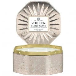 Voluspa Blond Tabac - 3 Wick Octagon Tin Candle