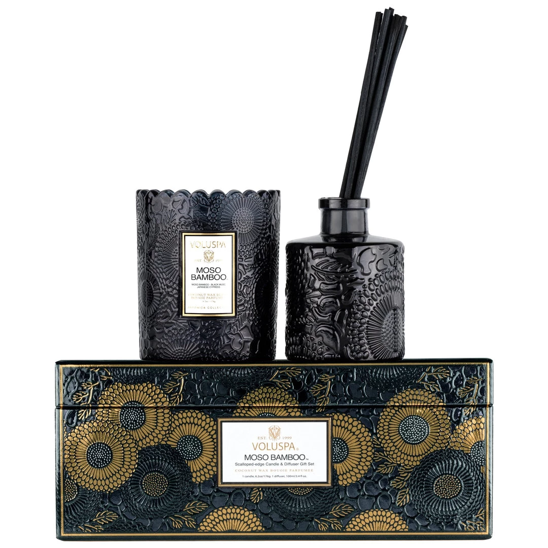 Voluspa Fragrances Moso Bamboo - Candle & Diffuser Gift Set 1 Voluspa Fragrances Moso Bamboo - Candle & Diffuser Gift Set