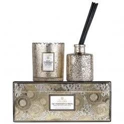Voluspa Gilt Pomander & Hinoki - Candle & Diffuser Gift Set
