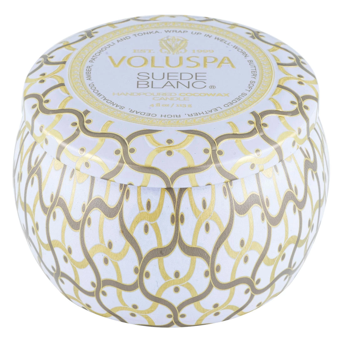Voluspa Suede Blanc - Mini Tin Candle Fragrances 4 Voluspa Suede Blanc - Mini Tin Candle Fragrances