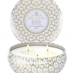 Voluspa Suede Blanc - 3 Wick Tin Candle