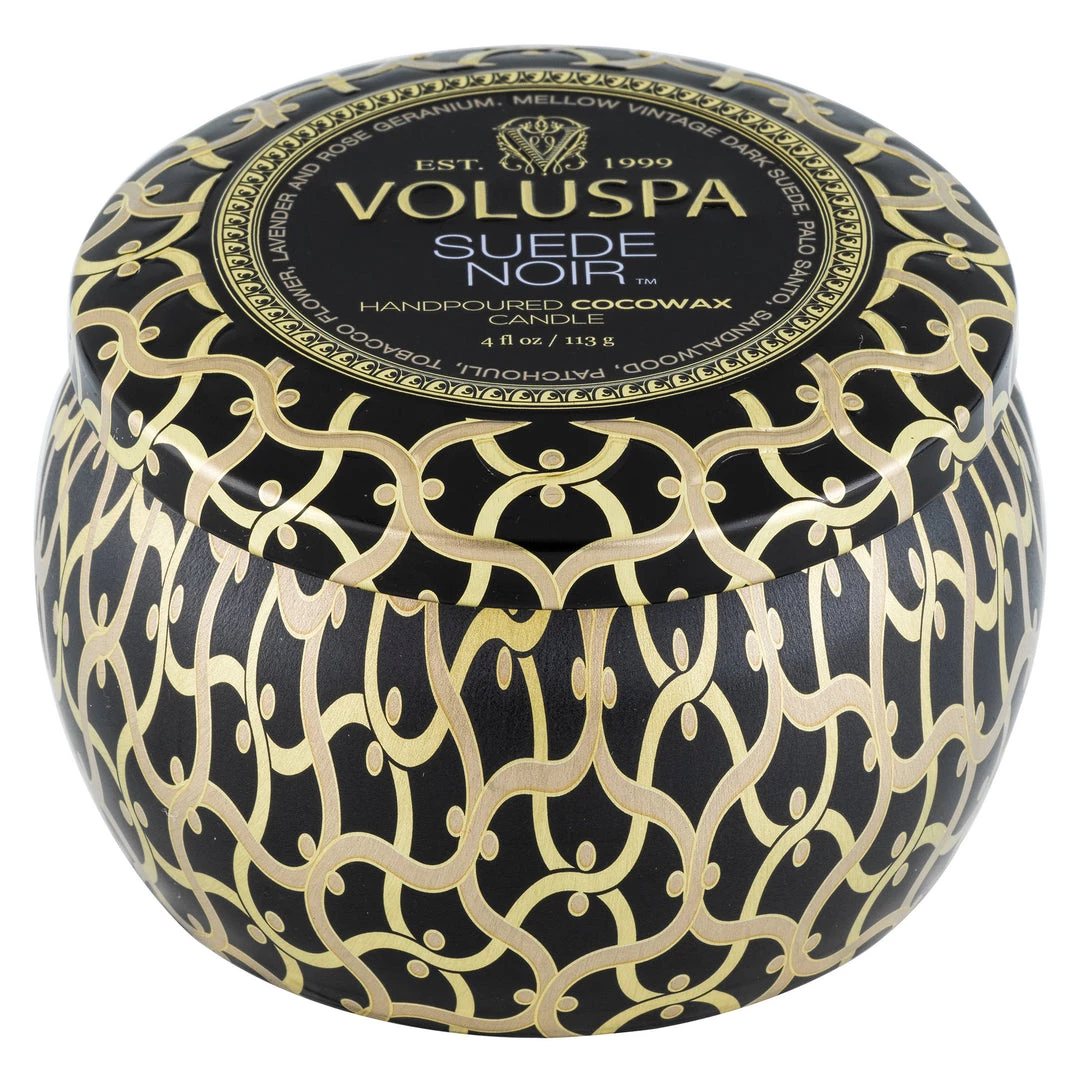 Voluspa Suede Noir - Mini Tin Candle 4 Voluspa Suede Noir - Mini Tin Candle