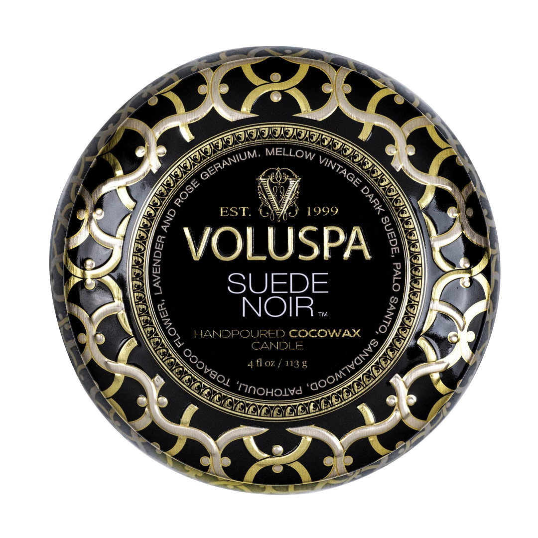 Voluspa Suede Noir - Mini Tin Candle 5 Voluspa Suede Noir - Mini Tin Candle
