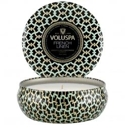Voluspa French Linen - 3 Wick Tin Candle
