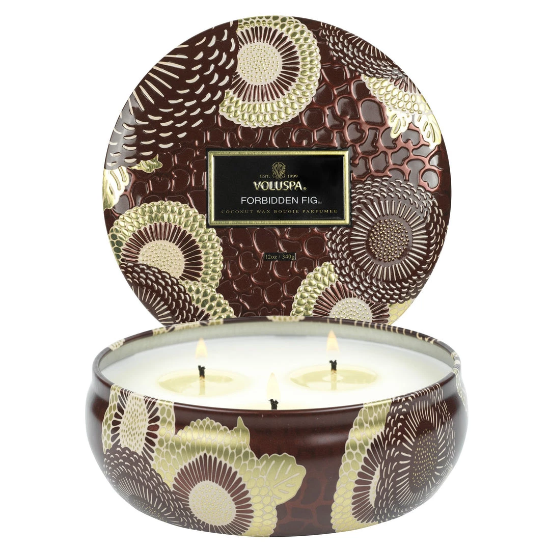 Voluspa Forbidden Fig - 3 Wick Tin Candle 3 Voluspa Forbidden Fig - 3 Wick Tin Candle