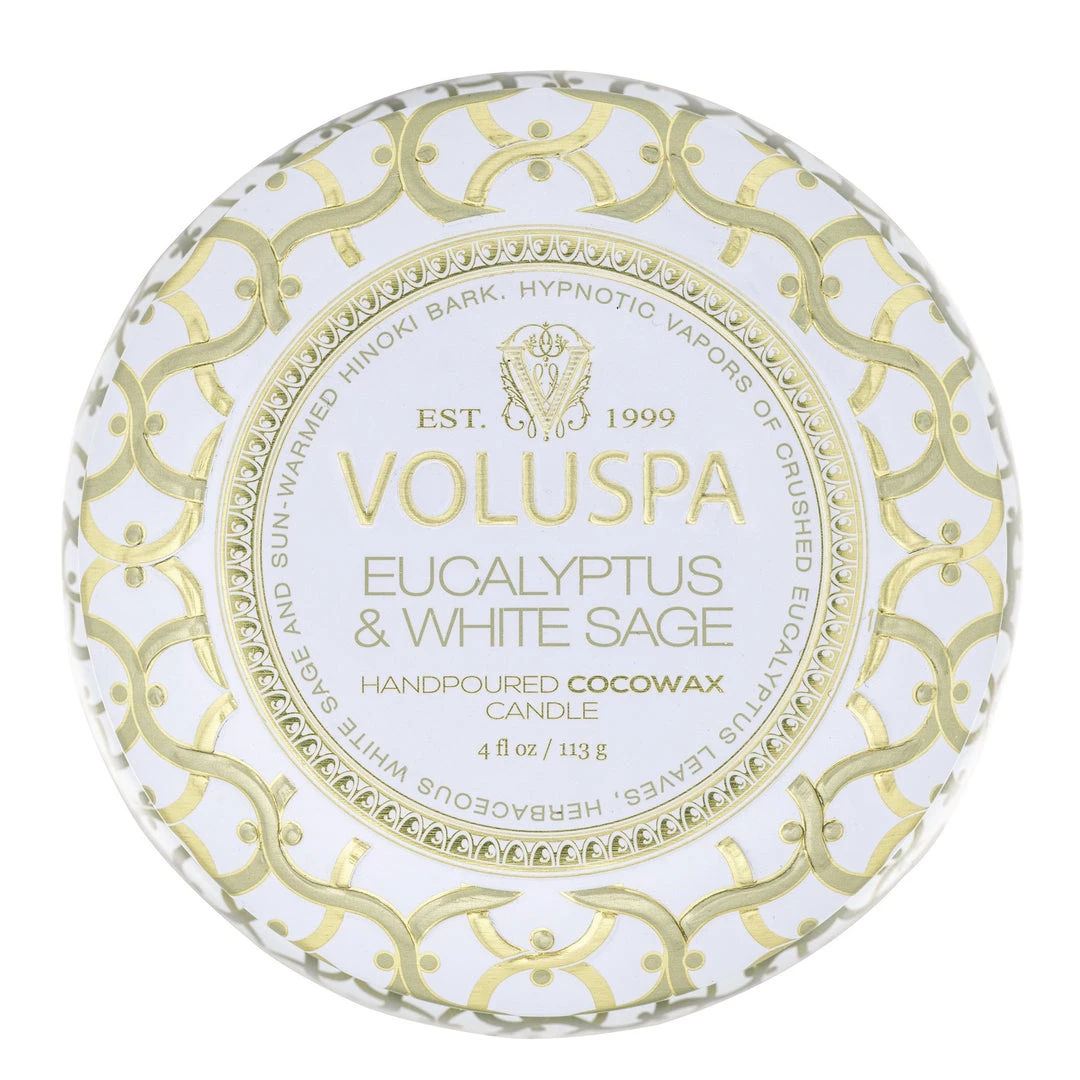 Voluspa Eucalyptus & White Sage - Mini Tin Candle 2 Voluspa Eucalyptus & White Sage - Mini Tin Candle