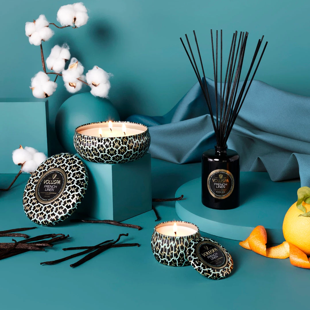 Voluspa French Linen - Mini Tin Candle Fragrances 2 Voluspa French Linen - Mini Tin Candle Fragrances