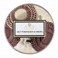 Voluspa Gilt Pomander & Hinoki - Mini Tin Candle Fragrances