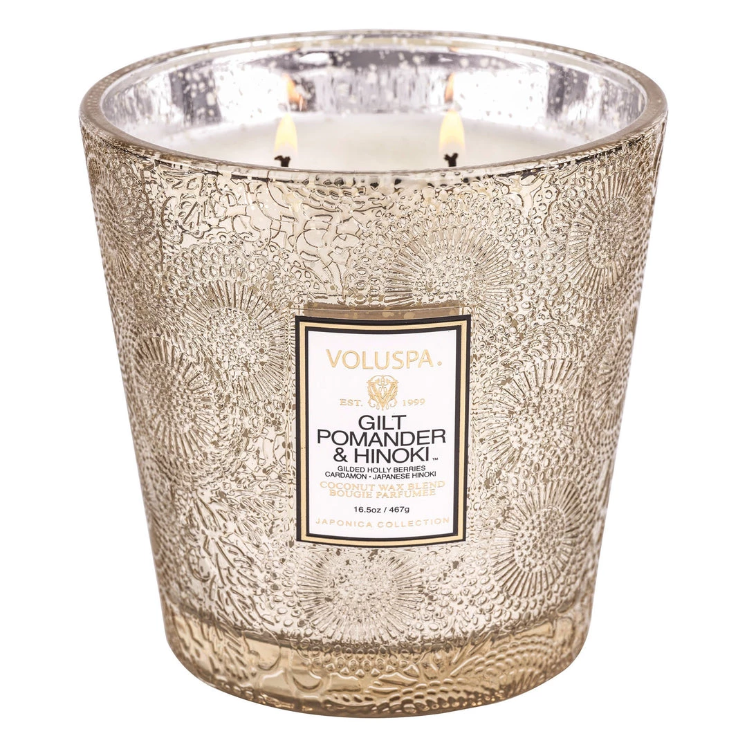 Voluspa Fragrances Gilt Pomander & Hinoki - 2 Wick Hearth Candle 4 Voluspa Fragrances Gilt Pomander & Hinoki - 2 Wick Hearth Candle
