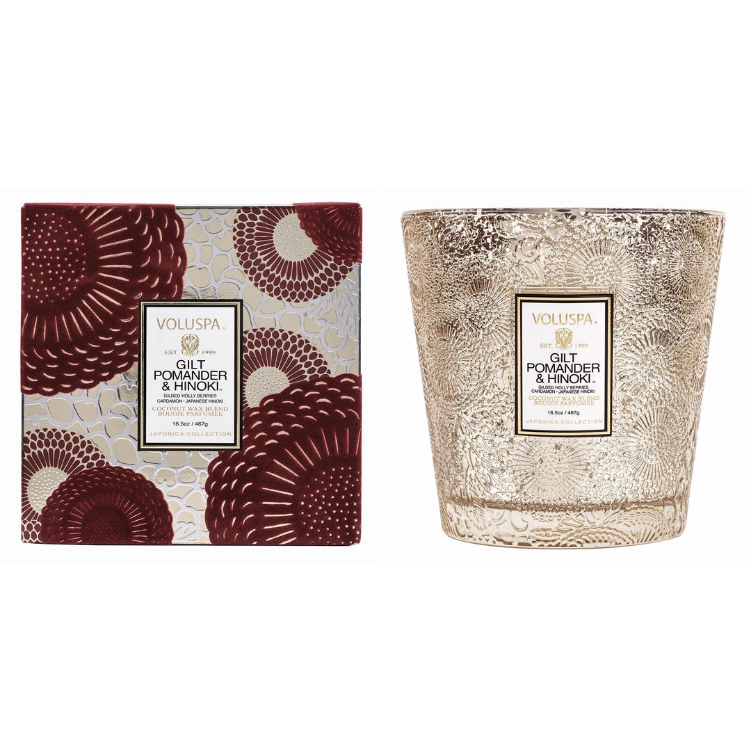 Voluspa Fragrances Gilt Pomander & Hinoki - 2 Wick Hearth Candle 1 Voluspa Fragrances Gilt Pomander & Hinoki - 2 Wick Hearth Candle