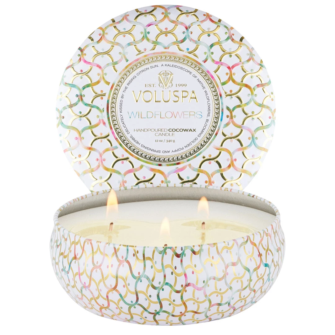 Voluspa Fragrances Wildflowers - 3 Wick Tin Candle 5 Voluspa Fragrances Wildflowers - 3 Wick Tin Candle