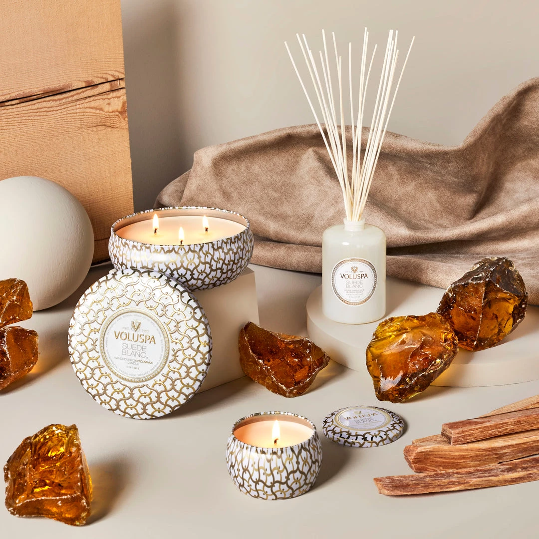 Voluspa Suede Blanc - Mini Tin Candle Fragrances 2 Voluspa Suede Blanc - Mini Tin Candle Fragrances