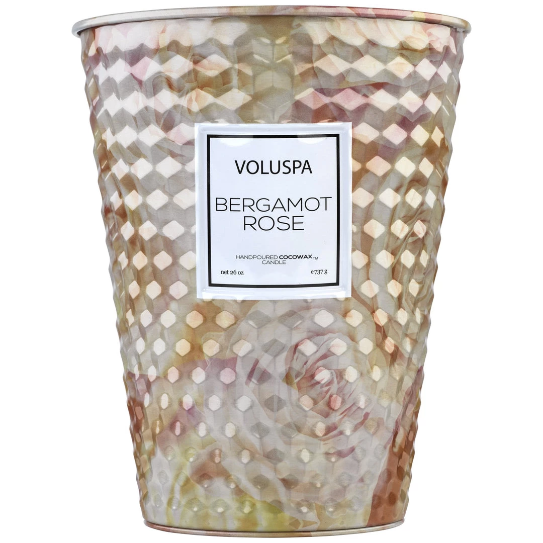 Voluspa Fragrances Bergamot Rose - 2 Wick Tin Table Candle 1 Voluspa Fragrances Bergamot Rose - 2 Wick Tin Table Candle