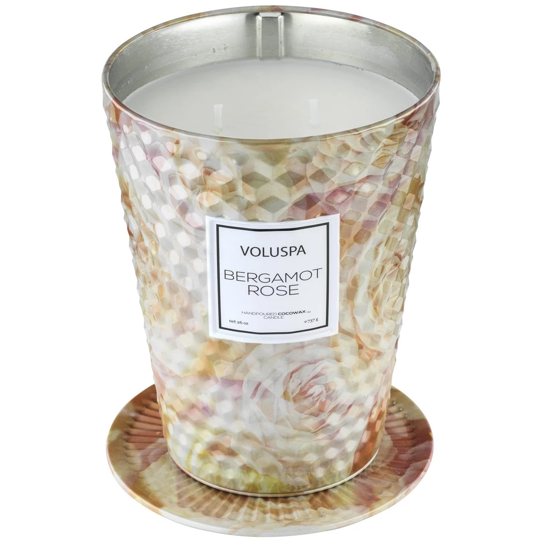 Voluspa Fragrances Bergamot Rose - 2 Wick Tin Table Candle 2 Voluspa Fragrances Bergamot Rose - 2 Wick Tin Table Candle