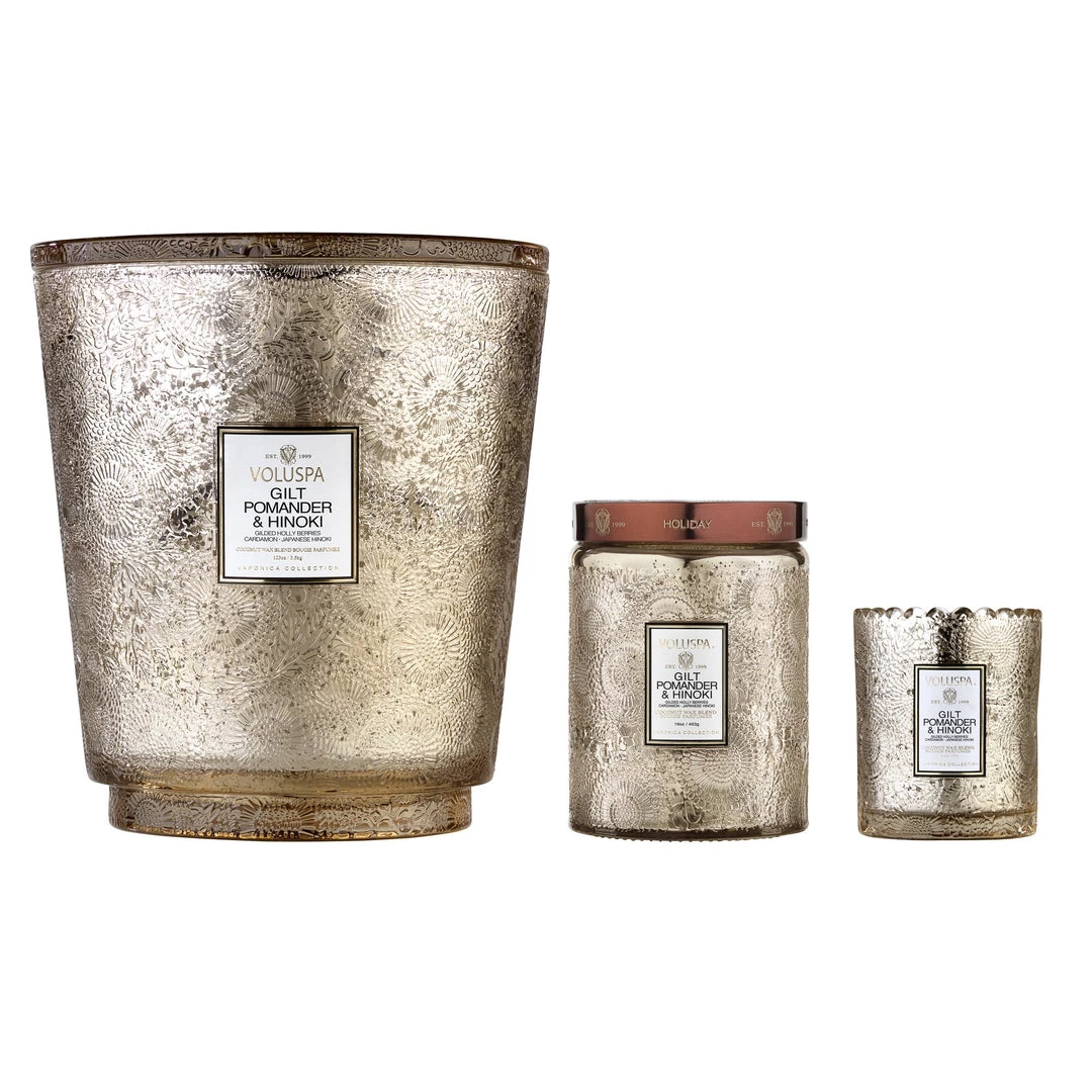 Voluspa Gilt Pomander & Hinoki - 5 Wick Hearth Candle Fragrances 2 Voluspa Gilt Pomander & Hinoki - 5 Wick Hearth Candle Fragrances