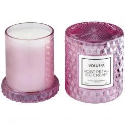 Voluspa Fragrances Rose Petal Ice Cream - Cloche Candle