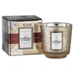 Voluspa Fragrances Gilt Pomander & Hinoki - Seasonal Petite Pedestal Candle