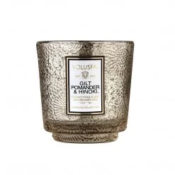 Voluspa Fragrances Gilt Pomander & Hinoki - Seasonal Petite Pedestal Candle