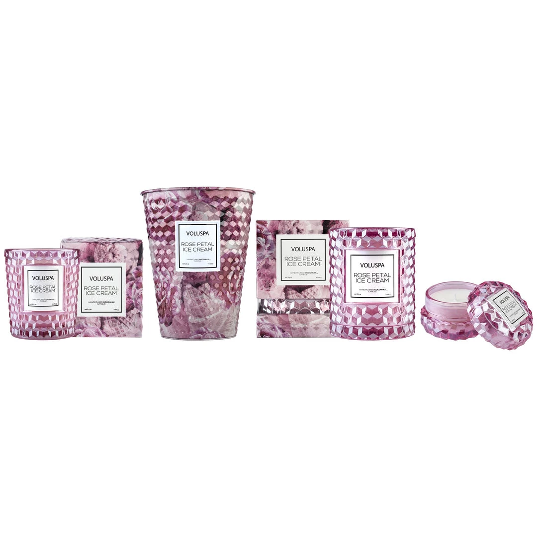 Voluspa Rose Petal Ice Cream - 2 Wick Tin Table Candle Fragrances 3 Voluspa Rose Petal Ice Cream - 2 Wick Tin Table Candle Fragrances