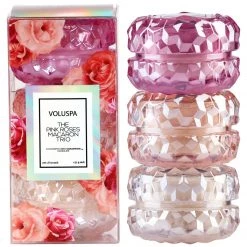 Voluspa Roses Macaron Trio - Roses 3 Macaron Candle Gift Set Fragrances