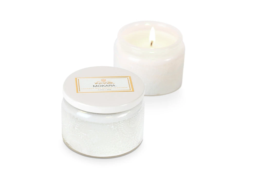 Voluspa Petite Embossed Glass Jar Candle - Mokara (limited Edition) 1 Voluspa Petite Embossed Glass Jar Candle - Mokara (limited Edition)